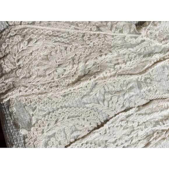 Cream Embroidered Lace Boho Kimono Cardigan M/L Sheer Floral Festival Layer Boho - Picture 3 of 6